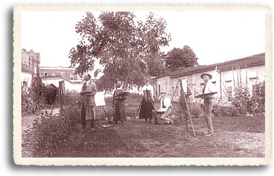 Santa Fe Colony artists hard at work in their studio spaces at the Museum of New mexico at the Palace of the Governors