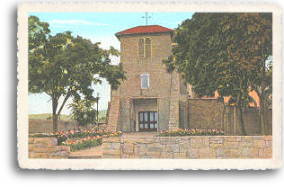 In this vintage photo, the San Miguel Mission Church stands alone in a part of old Santa Fe, New Mexico. Considered the oldest church in the United States, it is now surrounded by many lovely restaurants, bars and shops in one of the most popular and highly-visited parts of the city.