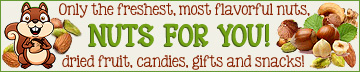 Buy nuts, dried fruit, candies, snacks, homemade fudge, custom gift baskets and tins